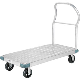 Picture of Global Industrial 232612 60 x 30 in. Aluminum Diamond Deck Platform Truck - 2000 lbs 6 in. Rubber Casters