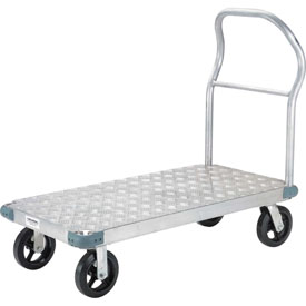 Picture of Global Industrial 232620 48 x 30 in. Aluminum Diamond Deck Platform Truck - 2400 lbs 8 in. Rubber Casters