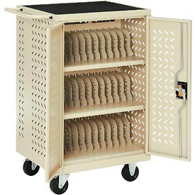 Global Industrial 987877 Mobile Storage & Charging Cart for 36 iPad Tablet Devices, Putty - Unassembled