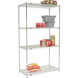 Picture of Nexel 24488AZ Poly-Z-Brite Quick Adjust Wire Shelving, Clear Epoxy - 48 x 24 x 86 in.
