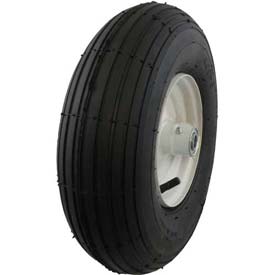 Pneumatic Tire - White Rim - 4 in. - 6 Ribbed Tread - 300 lbs Capacity