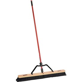 Commercial 36 in. Smooth Sweep Red Push Broom - Brace Handle