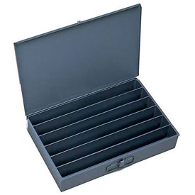 125-95 Steel Scoop Compartment Box  Gray - 6 Horizontal Compartments - Pack of 4