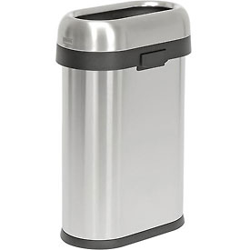 13 gal Slim Oval Open Top Can - Brushed Stainless Steel
