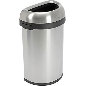 16 gal Semi-Round Open Top Can - Brushed Stainless Steel