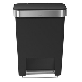 12 gal Rectangular Plastic Step Can - Black