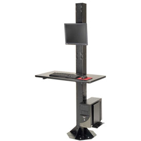 Picture of Global Industrial 239134BKE 81 in. Floor Mount Orbit Computer Station with VESA LCD Mount & Power Outlet&#44; Black