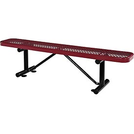 Expanded Metal Mesh Flat Bench - Red - 72 in. - Durable Steel Construction