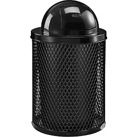Global Industrial 261948BK 32 gal Thermoplastic Coated Mesh Receptacle with Dome Lid, Black