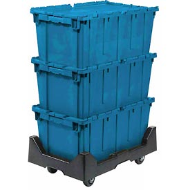 Attached Lid Shipping Container with Dolly Combo - Blue