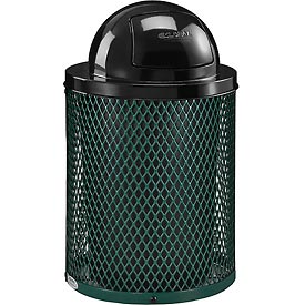 32 Gallon Green Thermoplastic Mesh Waste Receptacle - Dome Lid - Durable Design