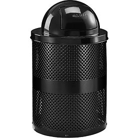 32 Gallon Thermoplastic Coated Trash Receptacle - Black - Dome Lid - Rust-Resistant