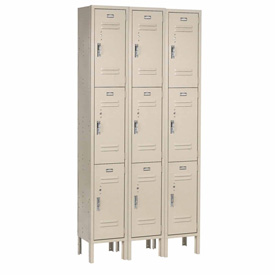 238231TN 12 x 15 x 24 in. Paramount 3 Tier 9 Door Ready to Assemble Locker, Tan
