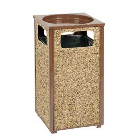 238243BN 17.5 x 32 in. Stone Panel Trash Sand Urn, Brown