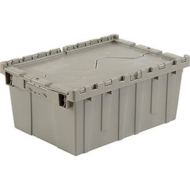 DC2115-09GRAY 21.87 x 15.25 x 9.68 in. Attached Lid Plastic Storage Container - Gray