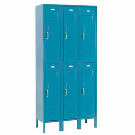 Paramount Double Tier 6 Door Ready to Assemble Locker - Blue - 12 x 12 x 36 in.
