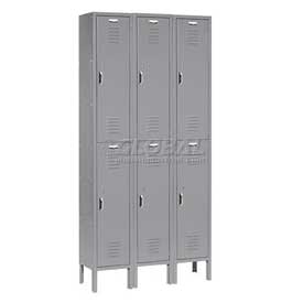 Paramount Double Tier 6 Door Ready to Assemble Locker - Gray - 12 x 18 x 36 in.