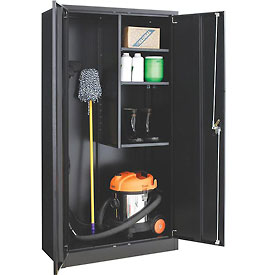 269902BK 36 x 18 x 72 in. Easy Assembly Janitorial Cabinet, Black