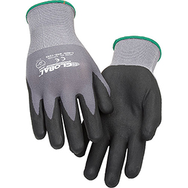708122M 15 gauge Medium Micro-Foam Nitrile Coated Nylon Gloves, Gray & Black - Pack of 12