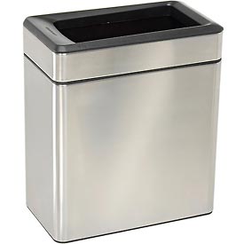 Brushed Stainless Steel 2.6 Gallon Profile Open Trash Can - Compact Design