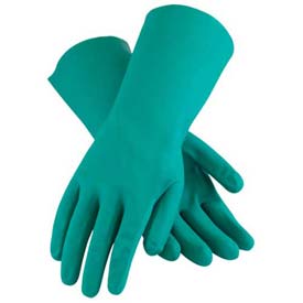 50-N160G-L Flock Lined Unsupported Nitrile Gloves - 15 Mil, Green - Large