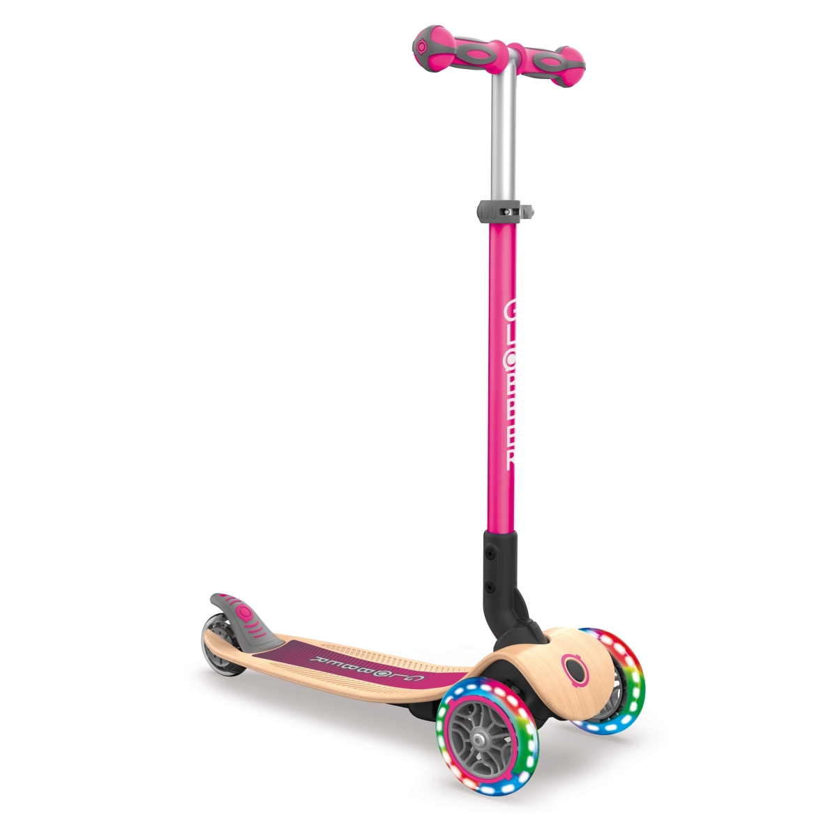 Picture of Globber 436-110 Primo Foldable Wood Scooter with Lights&#44; Deep Pink