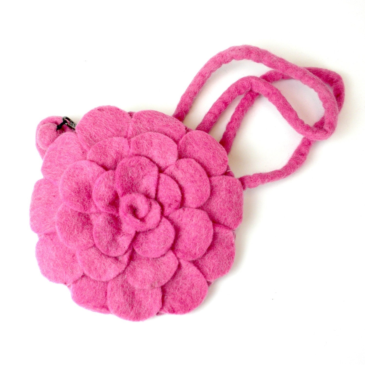 Handmade & Fair Trade Rose Felt Purse, Pink