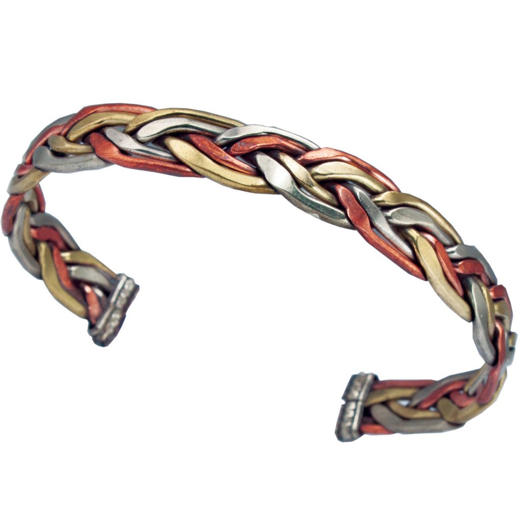 314111000 Handmade Copper & Brass Cuff Bracelet, Healing Weave