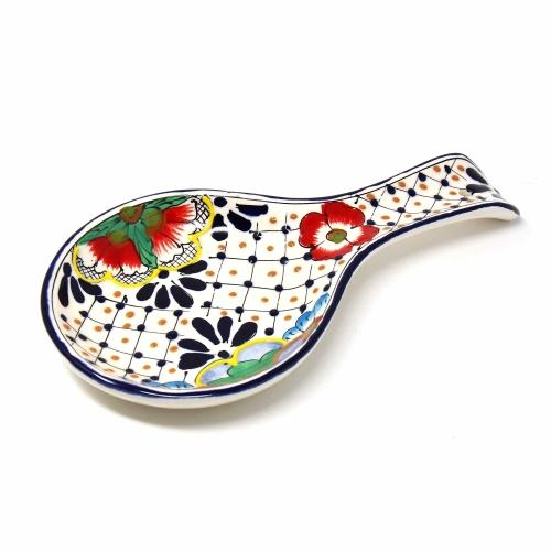 Picture of Encantada MC125D Handmade Pottery Spoon Rest&#44; Dots & Flowers