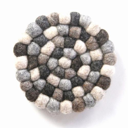 Picture of Global Groove GLG50057-03L Hand Crafted Felt Ball Trivets, Round - Grey