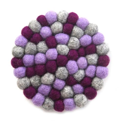 Picture of Global Groove GLG50058-07L Hand Crafted Felt Ball Trivets, Round Chakra - Purple
