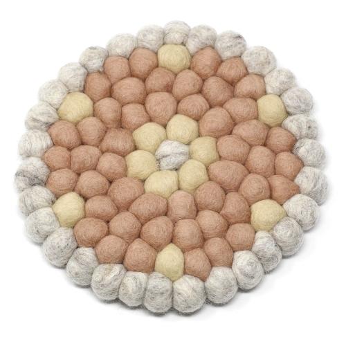 Picture of Global Groove GLG50059-01L Hand Crafted Felt Ball Trivets, Round Flower Design - Pink