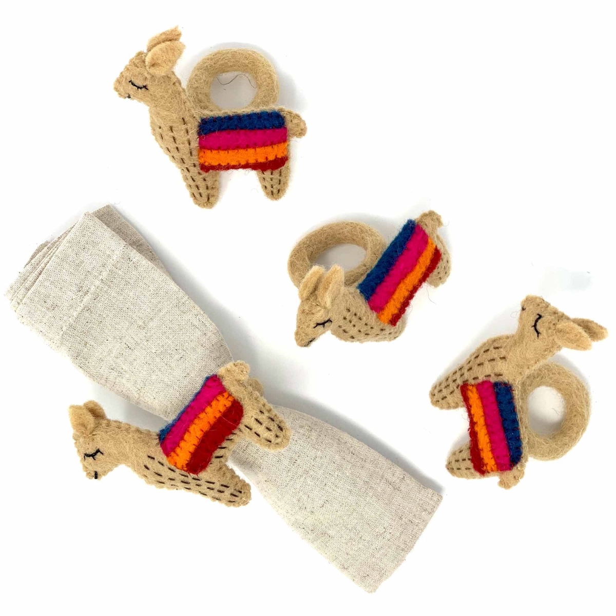 Picture of Global Groove GLG70036-01-S4 Llama Napkin Rings&#44; Tan - Set of 4