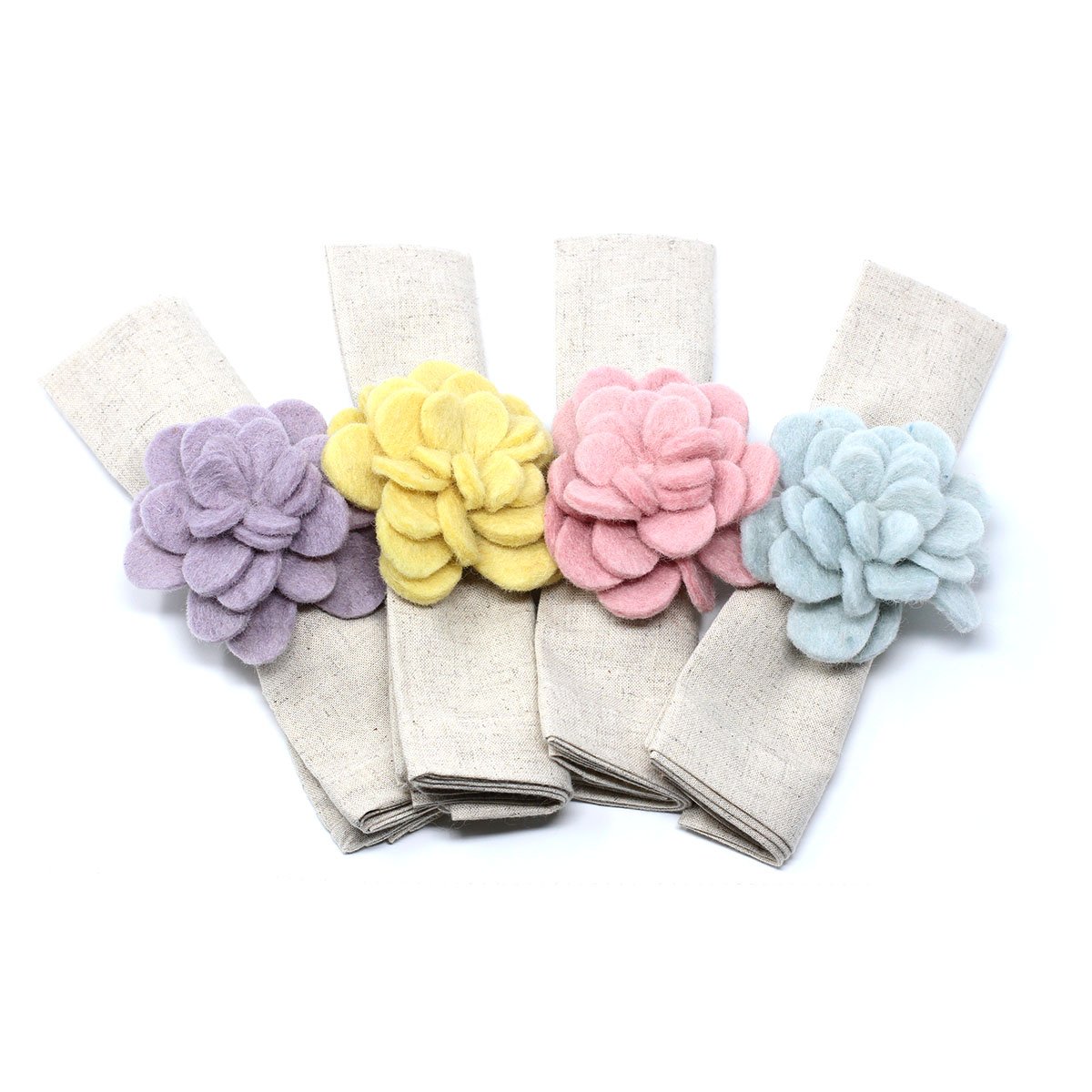 Picture of Global Groove GLG70041-0X-K4-A Hand-Felted Zinnia Napkin Rings&#44; Assorted Color - Set of 4