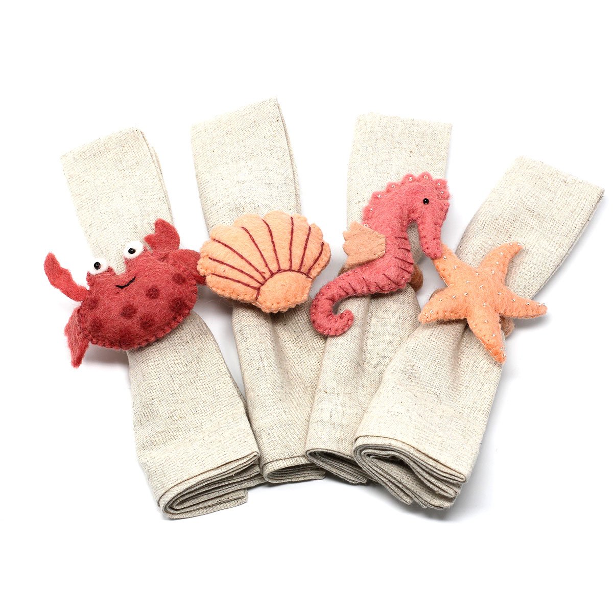 Picture of Global Groove GLG700SS-0X-K4-A Hand-Felted Seashore Napkin Rings&#44; Set of 4