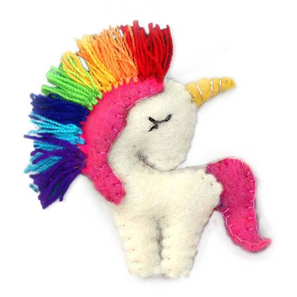 GLG40013-04-241428 Handmade Unicorn Felt Ornament, Rainbow