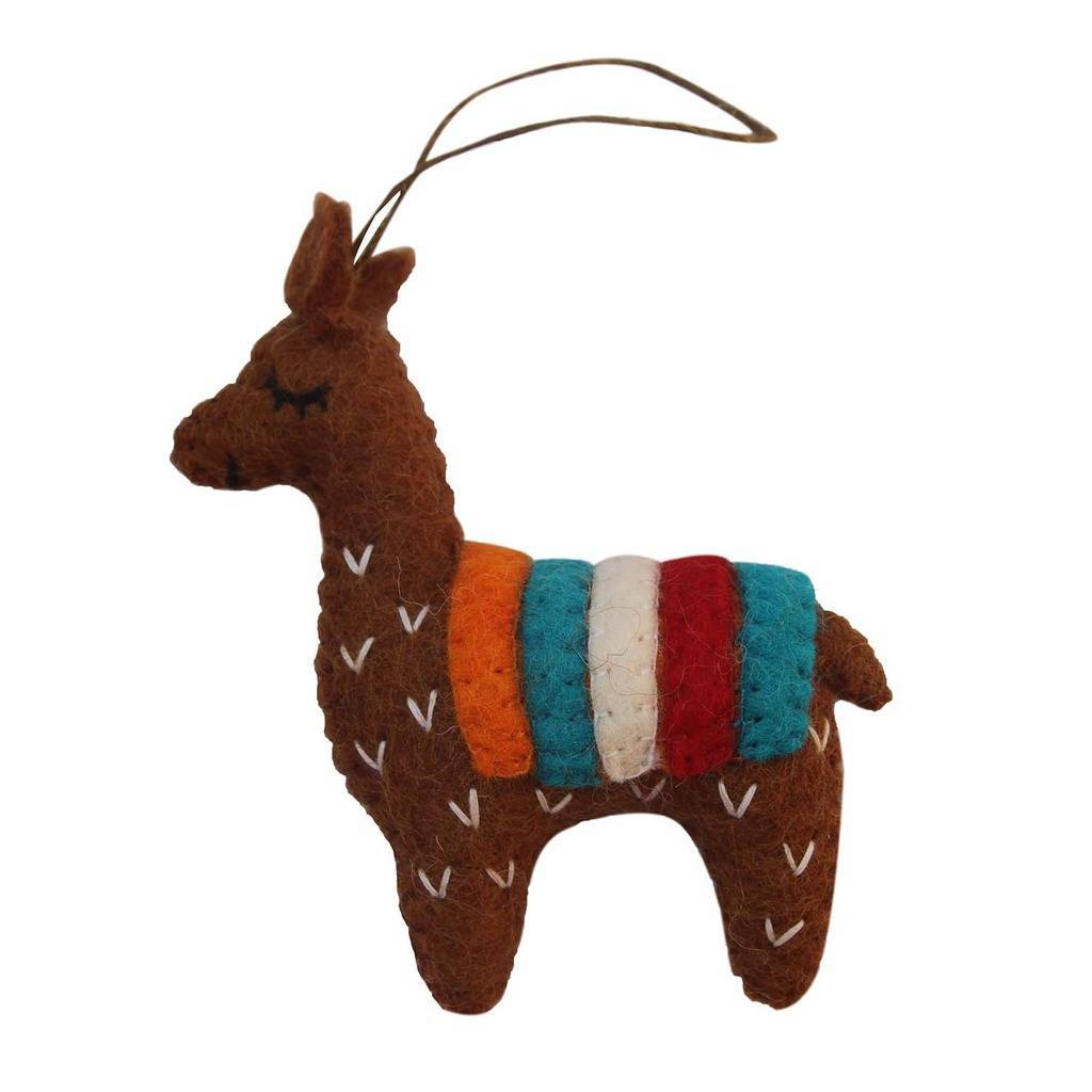 GLG60028-01-241483 Handmade Brown Felt Llama Ornament