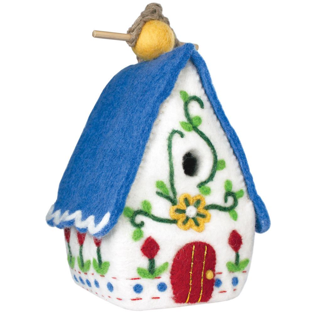 DZI484067000 Handmade Felt Heidi Chalet Birdhouse