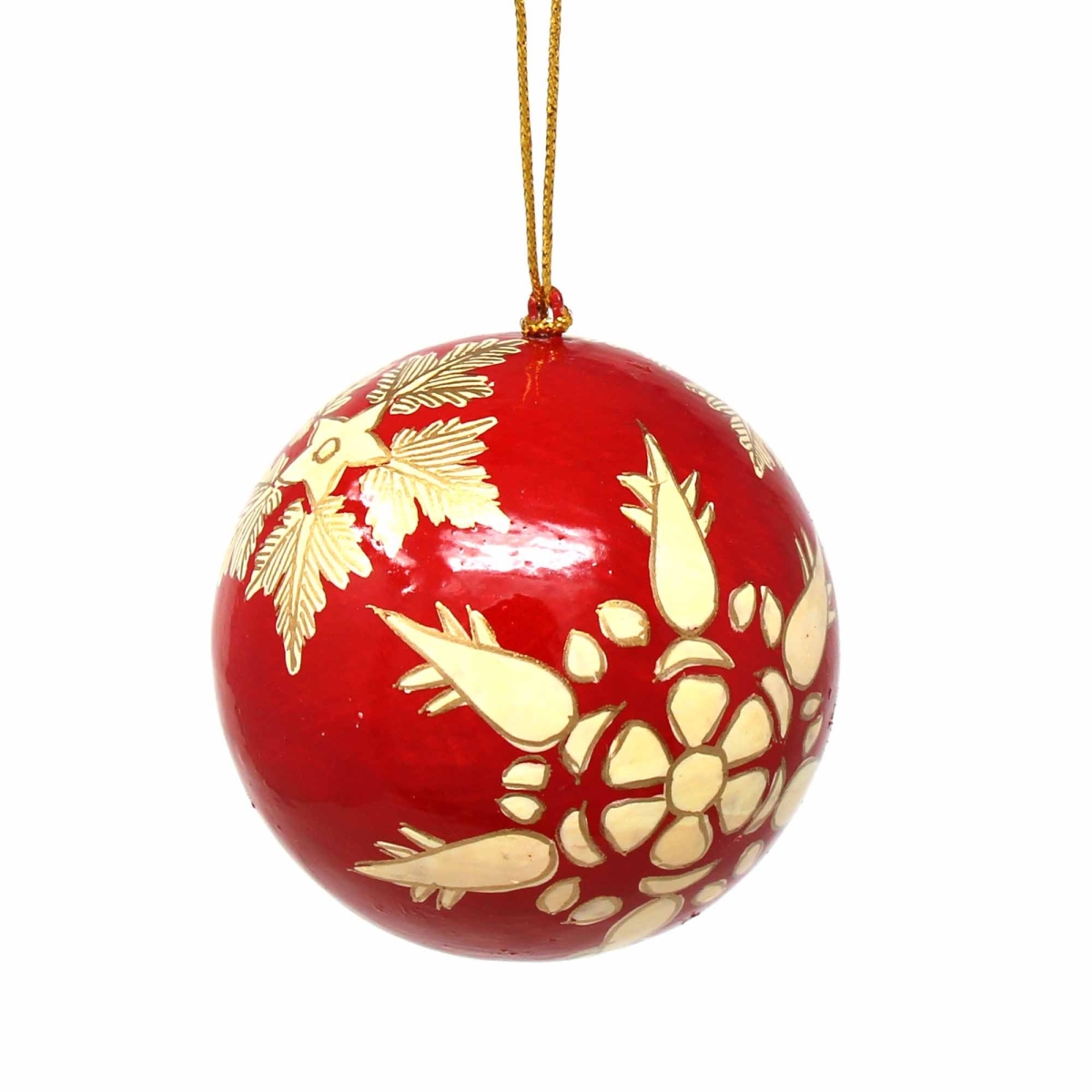 IX04MSX9040 Handpainted Ornament, Gold Snowflakes