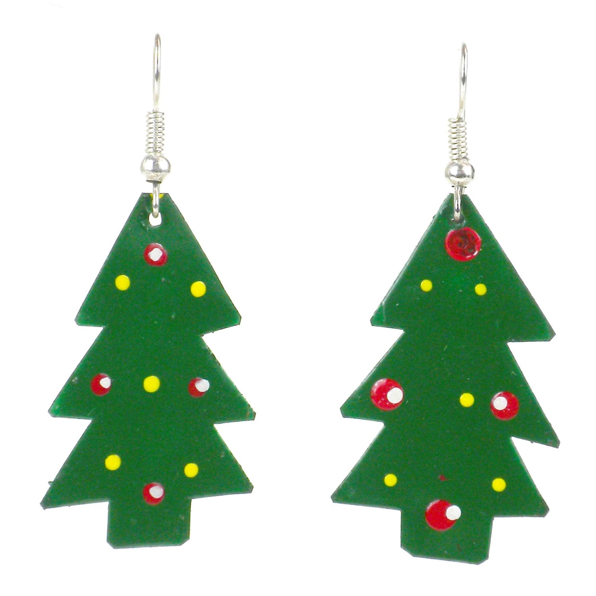 Painted Tin Christmas Tree Earrings - - Set of 10