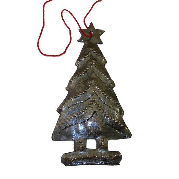 HMDHOL-T-534057 Tree Design Steel Drum Ornament -  - Gray