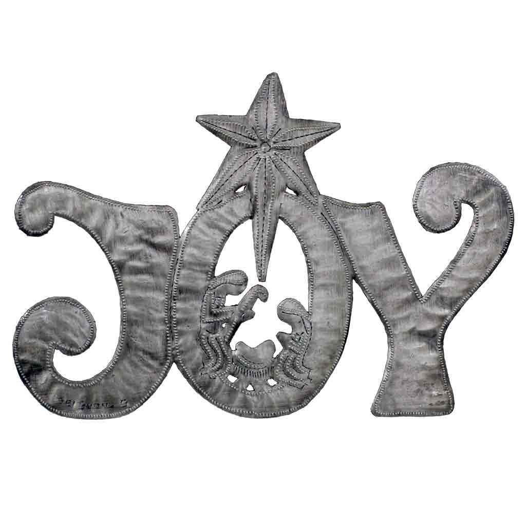 Picture of Croix Des Bouquets HMDH182 11 in. x 8 in. Joy Metal Art with Nativity Scene Handmade & Fair Trade