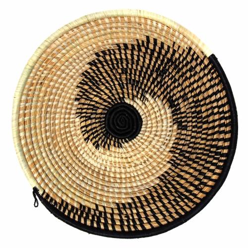 Picture of Gitzell GZFBN Woven Sisal Fruit Basket&#44; Spiral Pattern in Natural & Black