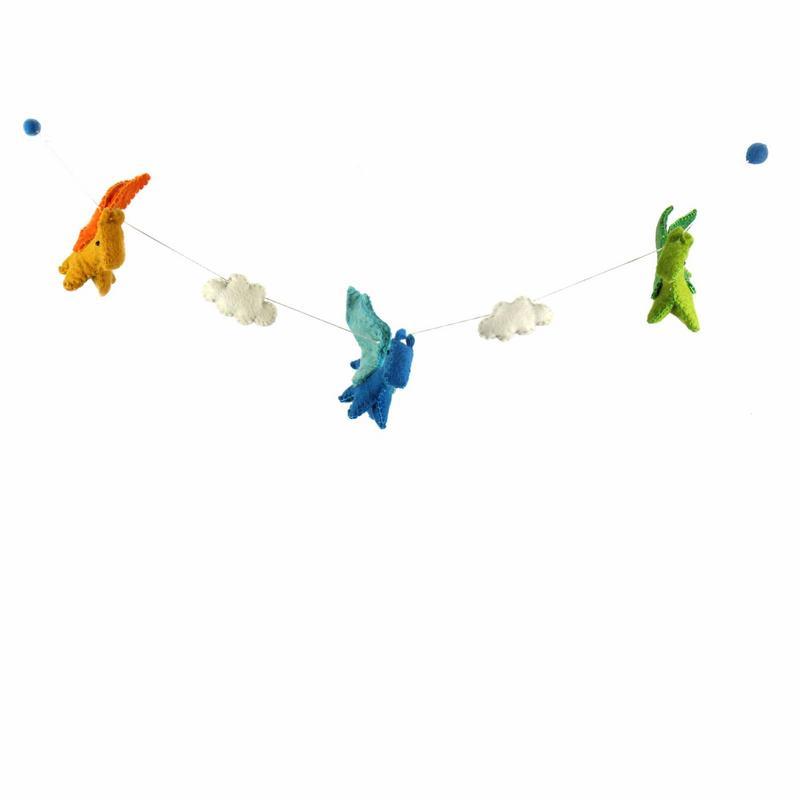 GLG40011-01-241376 Felt Dragon Garland - Primary Colors