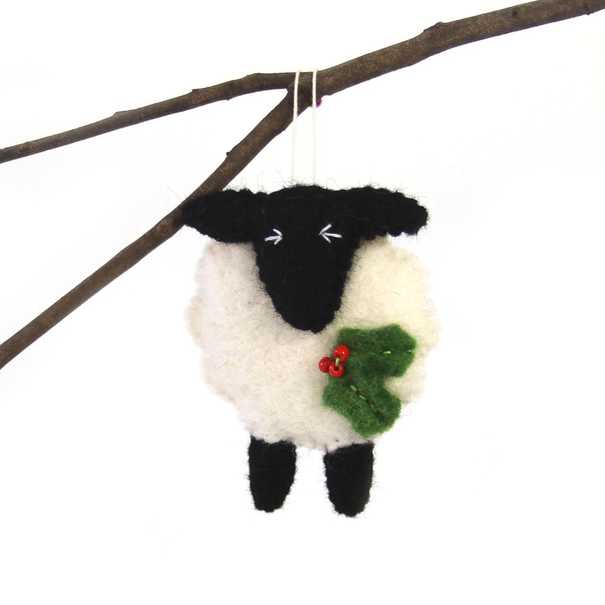 Crafts Hand Crafted Wool Felt Christmas Or Winter Ornaments From Nepal, Sheep