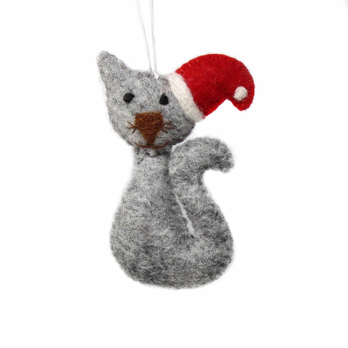 GLG60045-01 Hand Felted Christmas Ornament Cat