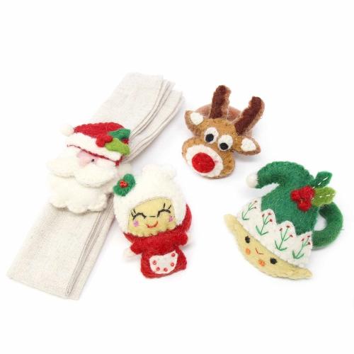Picture of Global Groove GLG700XX-CHRS Hand Felted Christmas Napkin Rings&#44; Set of 4