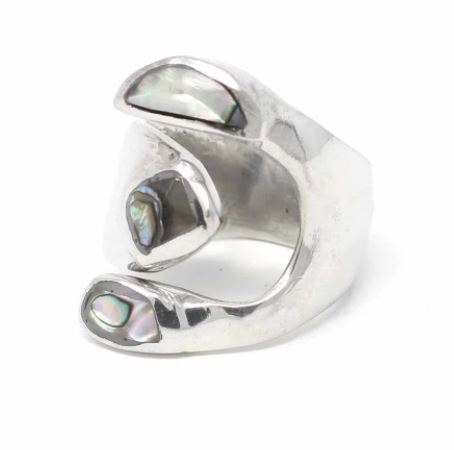 UP2019241-8 Alpaca Silver Wrap Ring, Abalone - Size 8