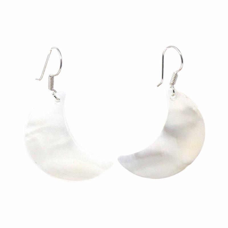 UPESCRES Mother of Pearl crescent Moons Earrings