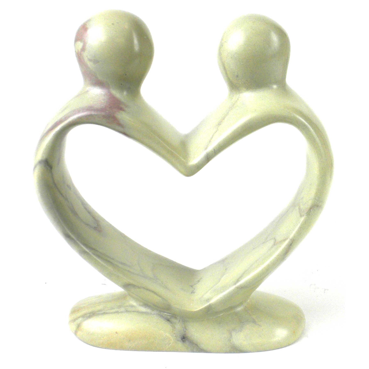 KSALOV6-N-DS Soapstone Lovers Heart Sculpture - Natural - 6 in. - Hand-Carved Art